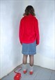 VINTAGE Y2K FLUFFY RAVE ZIPPER JACKET FLEECE JUMPER IN RED