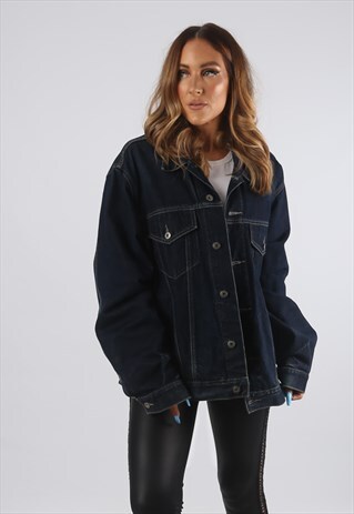 VINTAGE DENIM JACKET OVERSIZED FITTED UK 20 3XL (B9DO)