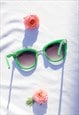 GREEN SUPERSIZE CAT EYE SUNGLASSES