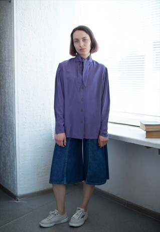 VINTAGE 70'S BOW BLOUSE IN PURPLE