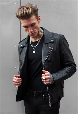 Essential Biker Smart Leather Look Jacket Coat - Black