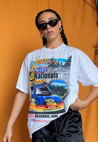 VINTAGE NASCAR DIAMONTE SWAROVSKI REWORKED GRAPHIC T-SHIRT