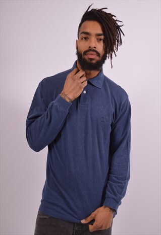 TRUSSARDI MENS VINTAGE POLO SHIRT MEDIUM BLUE 90S