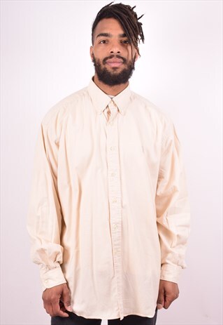 POLO RALPH LAUREN MENS VINTAGE SHIRT XL BEIGE 90S