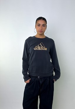 Grey 90s Adidas Embroidered Spellout Sweatshirt