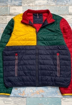 Navy Green Red Tommy Hilfiger Puffer Jacket Men's Large