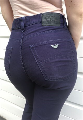 WOMENS VINTAGE PURPLE ARMANI JEANS HIGH WAISTED MOM TROUSERS