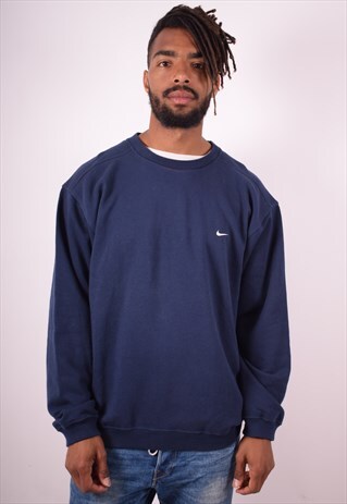 NIKE MENS VINTAGE SWEATSHIRT JUMPER LARGE NAVY BLUE 90S