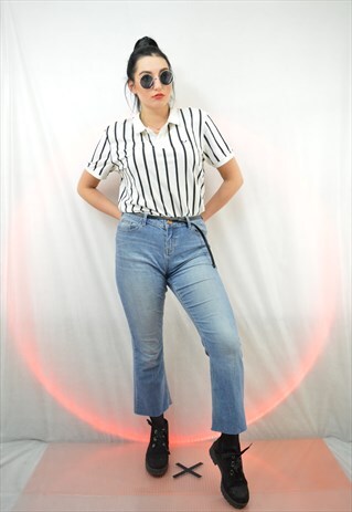 VINTAGE DENIM STRAIGHT BLUE TROUSERS
