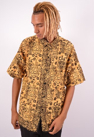VINTAGE SHIRT CRAZY PRINT YELLOW