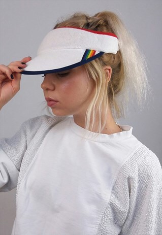 VINTAGE 80'S RETRO TERRYCLOTH TENNIS CAP RAINBOW LGBTQ