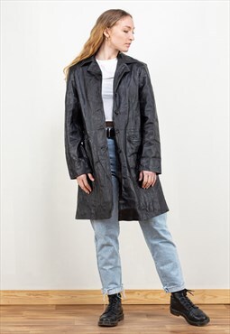 Vintage 80's Black Leather Coat