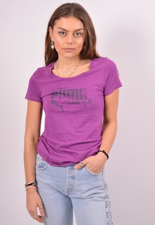 VINTAGE PUMA T-SHIRT TOP PURPLE