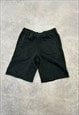 CHAMPION SHORTS BLACK SWEAT SHORTS WITH EMBROIDERED LOGO