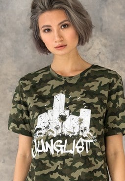 Junglist Sound Camo T Shirt DJ Music Camouflage Tee Women