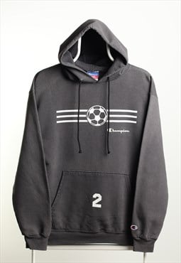 Vintage Champion Soccer Logo Hoodie Grey