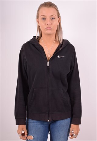 NIKE WOMENS VINTAGE HOODIE JACKET XL BLACK 90S