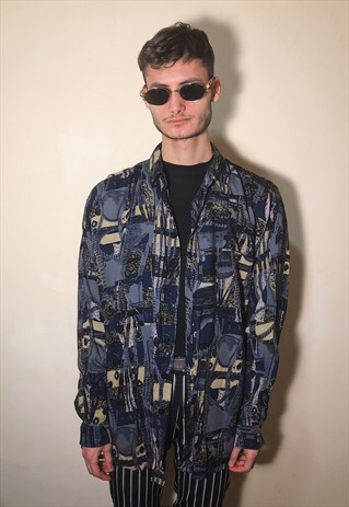 VINTAGE ABSTRAT PATTERNED NEUTRAL TONED SHIRT