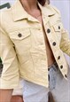 VINTAGE Y2K 00S RETRO PASTEL YELLOW DENIM JEAN JACKET