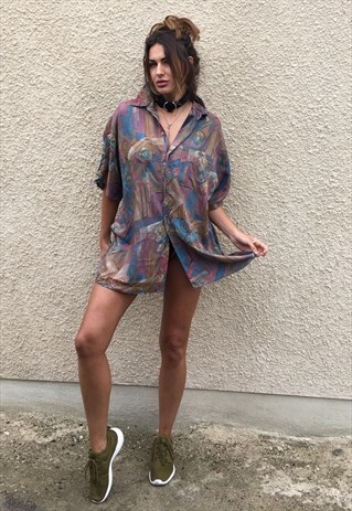 PATTERNED OVERSIZED RETRO VINTAGE UNISEX FESTIVAL SHIRT