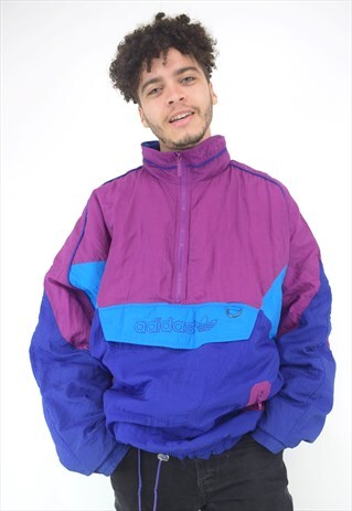 VINTAGE 90'S ADIDAS BLUE AND PURPLE 1/4 ZIP JACKET