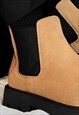 GRUNGE SUEDE BOOTS EDGY HIGH FASHION PLATFORM SHOES IN BROWN