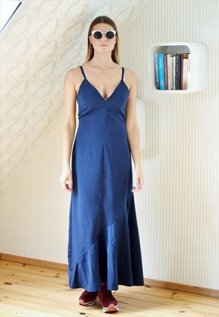 BLUE VINTAGE MAXI DRESS WITH STRAPS