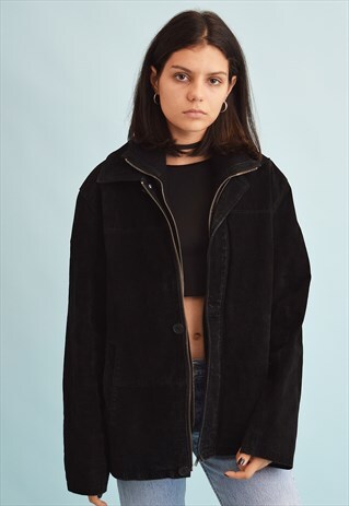 90'S RETRO REAL LEATHER GRUNGE SCANDI JACKET