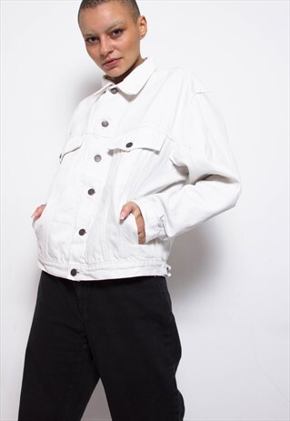 VINTAGE 90S WHITE DENIM JACKET ID:1461