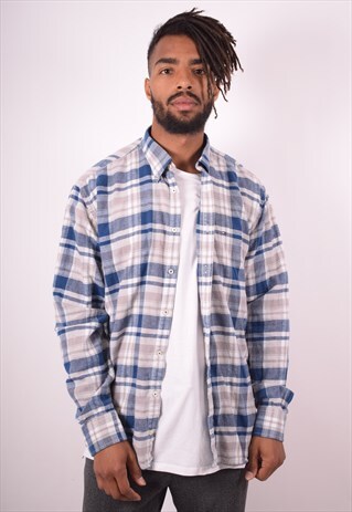TOMMY HILFIGER MENS VINTAGE FLANNEL SHIRT XL MULTI CHECK 90S