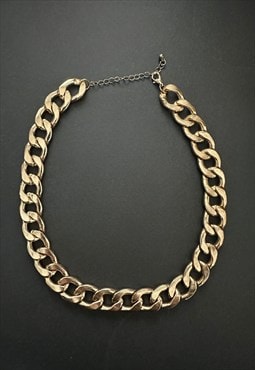 80's Vintage Gold Shiny Chunky Metal Woven Necklace