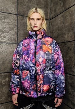 Anime bomber jacket handmade detachable Naruto puffer purple