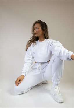 White Crop Sweatshirt Jumper Loungewear