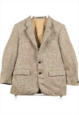 Vintage 90's Harris Tweed Blazer Tweed Wool Jacket Brown,