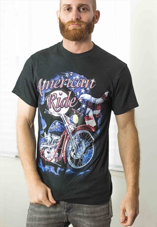 VINTAGE BIKER T-SHIRT LOGO 90S S 5.7