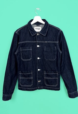 VINTAGE 90'S WRANGLER DARK INDIGO BLUE DENIM JACKET