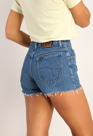 VINTAGE LEE HIGH WAISTED REWORKED DENIM SHORTS Z76