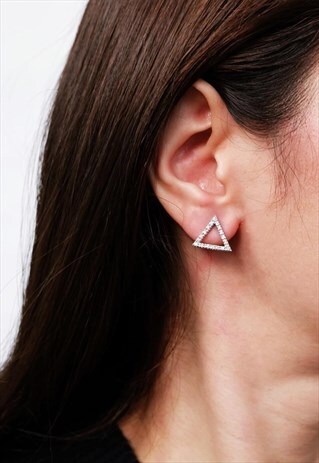 CZ TRIANGLE STERLING SILVER EARRING