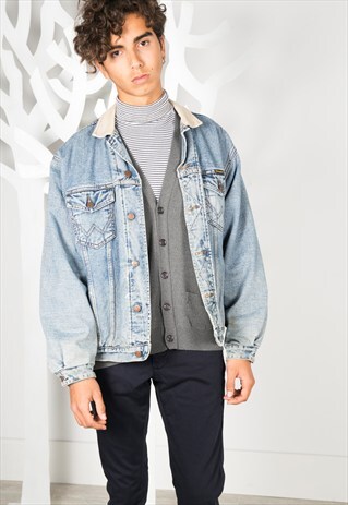 VINTAGE 80'S WRANGLER BLANKET DENIM JACKET / S0320