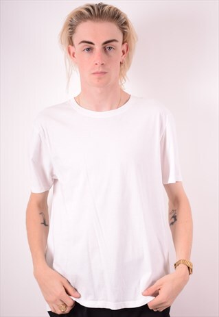 NAUTICA MENS VINTAGE T-SHIRT TOP LARGE WHITE 90S