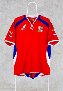 Vintage 2000-02 Czech Republic Football Shirt Home Red XL