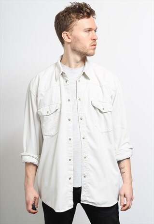VINTAGE CORDUROY CORD SHIRT WHITE