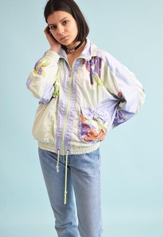 90'S RETRO ATHLEISURE BOMBER OVERSIZED SHELL JACKET
