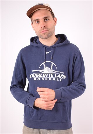 NIKE MENS VINTAGE CHARLOTTE LATIN HOODIE JUMPER SMALL 90S