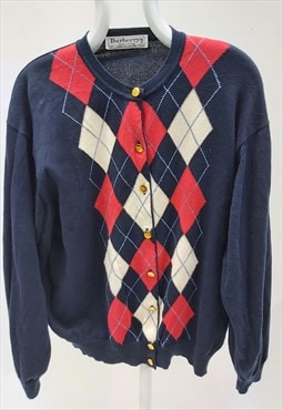 Vintage Burberry's Cotton Argyle Cardigan 