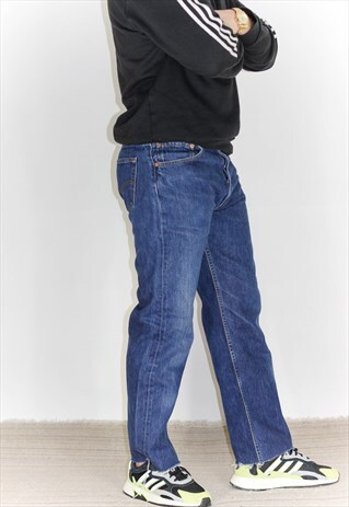 VINTAGE 90'S 501 RAW HEM BLUE LEVI JEANS