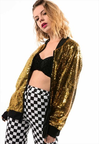 SEQUIN FESTIVAL BOMBER JACKET.