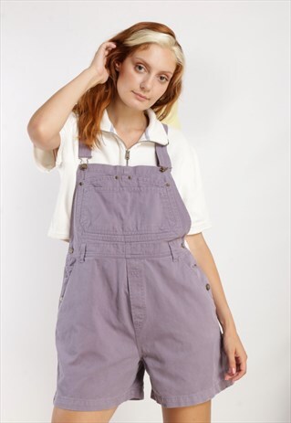 VINTAGE DENIM DUNGAREE SHORTS PURPLE Z1219