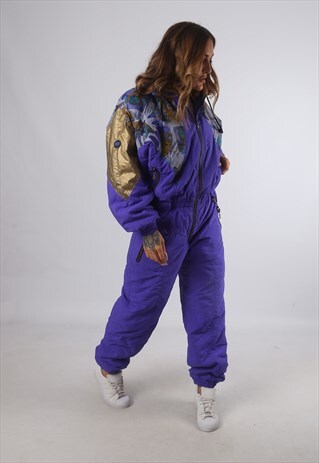 VINTAGE SPACE TIME FULL SKI SUIT SNOW SPORTS UK L 14 (93C)