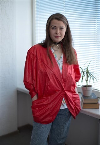 VINTAGE 80'S RED SHIMMERING DOUBLE BREASTED JACKET